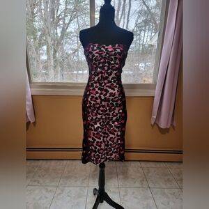 Cache Strapless Dress Black/Pink